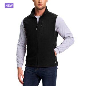 Full-Zip Polar Fleece Vest with 5 Pockets for Winter Outerwear